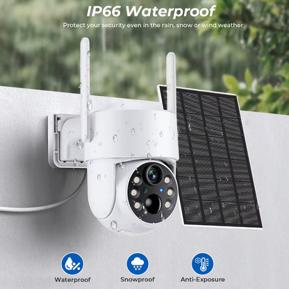 Wifi PTZ Camera Outdoor Wireless Solar IP Camera 4MP HD Built-In Battery Video Surveillance Camera Long Time Standby Icsee APP