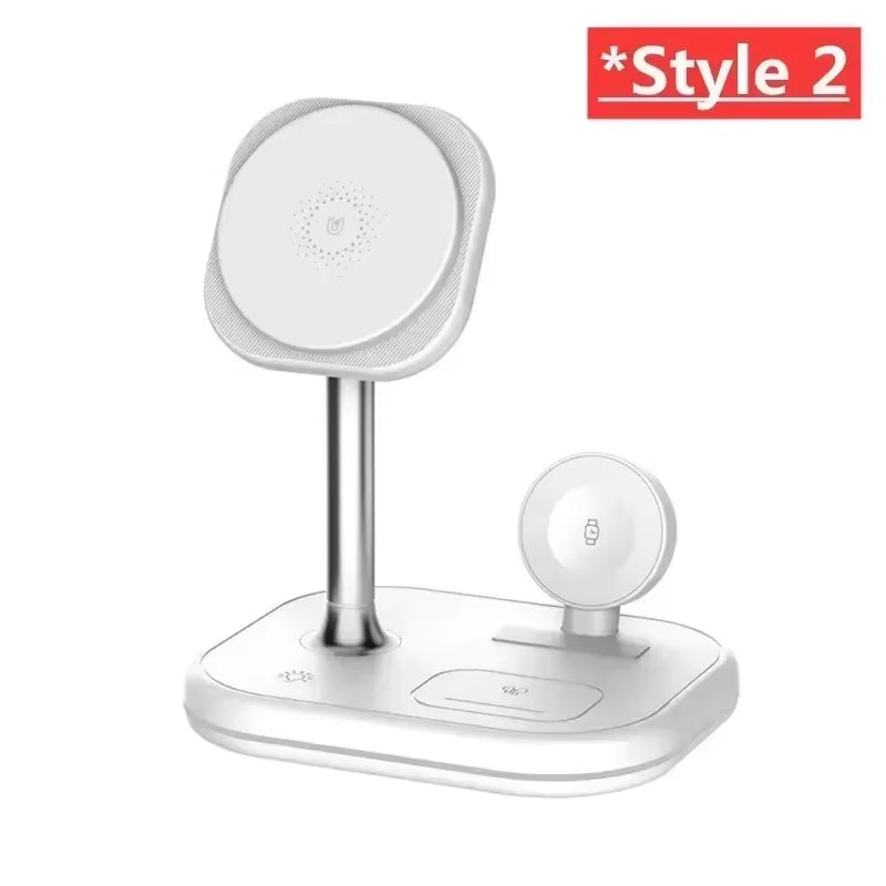 3 in 1 Magnetic Wireless Charger Stand Desk Phone Holder for Magsafe Iphone 16 15 14 13 Iwatch 1-9 Airpods Fast Charging Station
