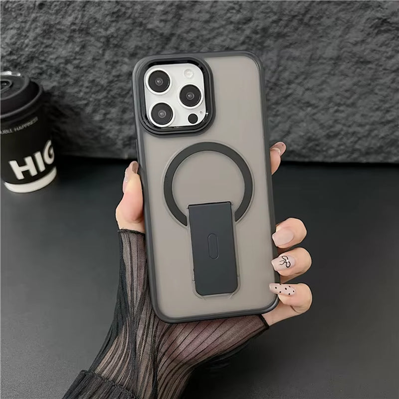 Luxury Color Matte Magsafe Magnetic Holder Stand Phone Case for Iphone 11 12 13 14 16 Pro Max Bumper Protector on 15 plus Cover