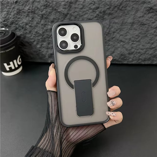 Luxury Color Matte Magsafe Magnetic Holder Stand Phone Case for Iphone 11 12 13 14 16 Pro Max Bumper Protector on 15 plus Cover
