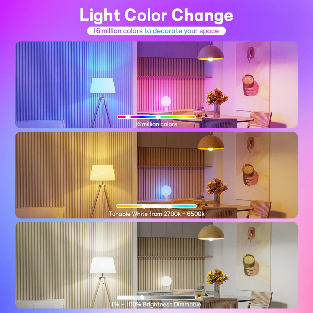 Smart Light Bulb 10W 220V WiFi E27 LED RGB Lamp Compatible With Alexa Google Assistant Siri Voice Control RGB+CCT Dimmable Timer