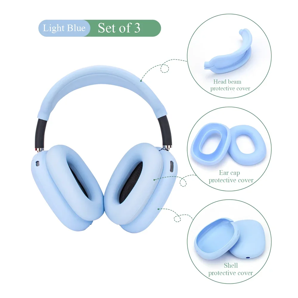 Soft Silicone 5pcs/set Bluetooth Earphone Case For Airpods Max Headset Earshield Protetive Cover For Apple Airpods Max Funda