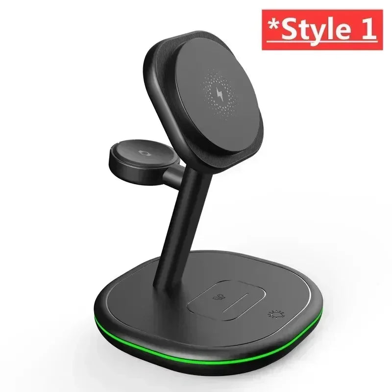 3 in 1 Magnetic Wireless Charger Stand Desk Phone Holder for Magsafe Iphone 16 15 14 13 Iwatch 1-9 Airpods Fast Charging Station