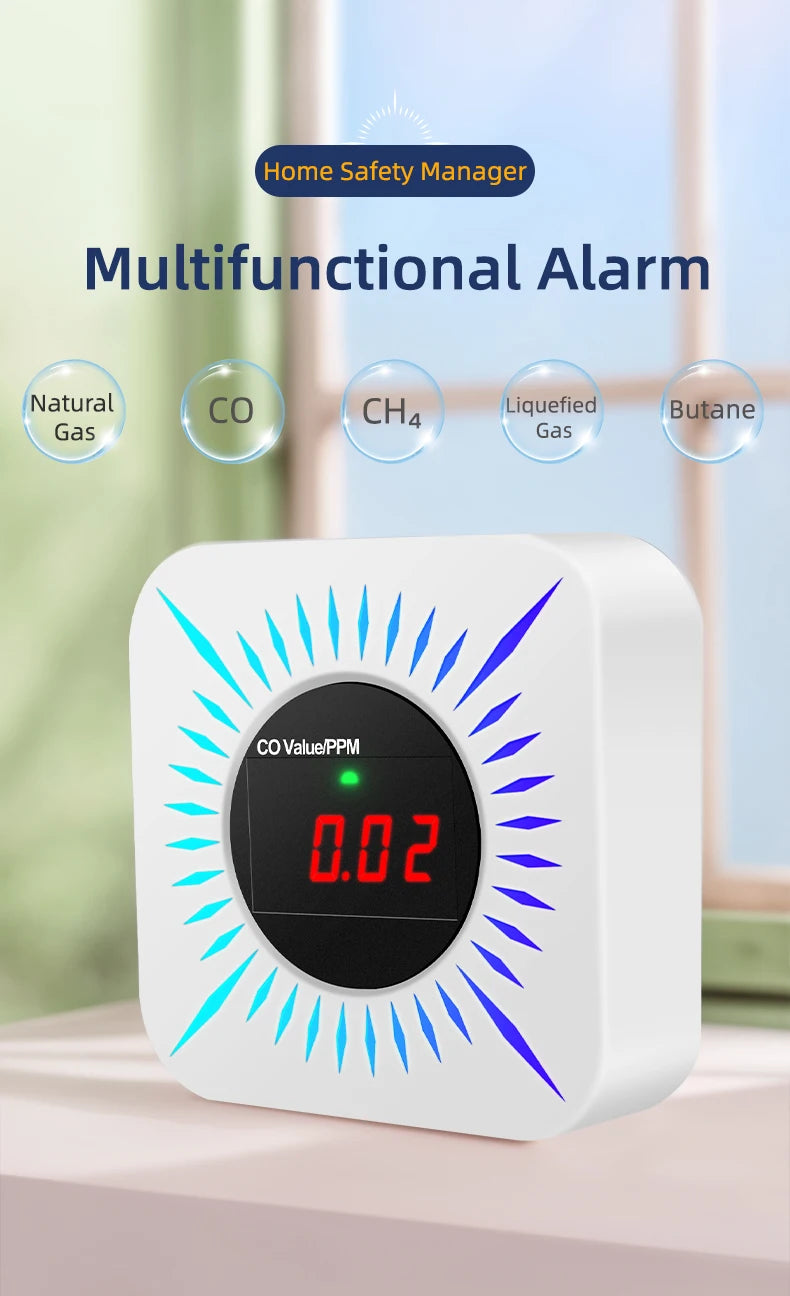 WIFI Zigbee Tuya gas&carbon monoxide detector Smart Life Natural Gas Alarm Sensor LED Display