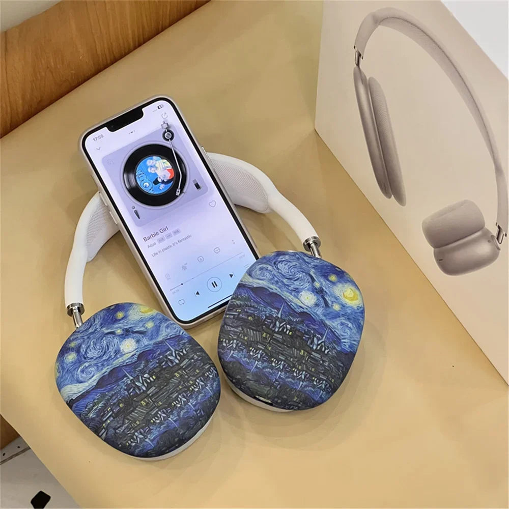 Art Painting Case for Apple Airpods Max For Headphone Airpods Max Protect Anti fall Case Wave The Starry Night Design Fashion