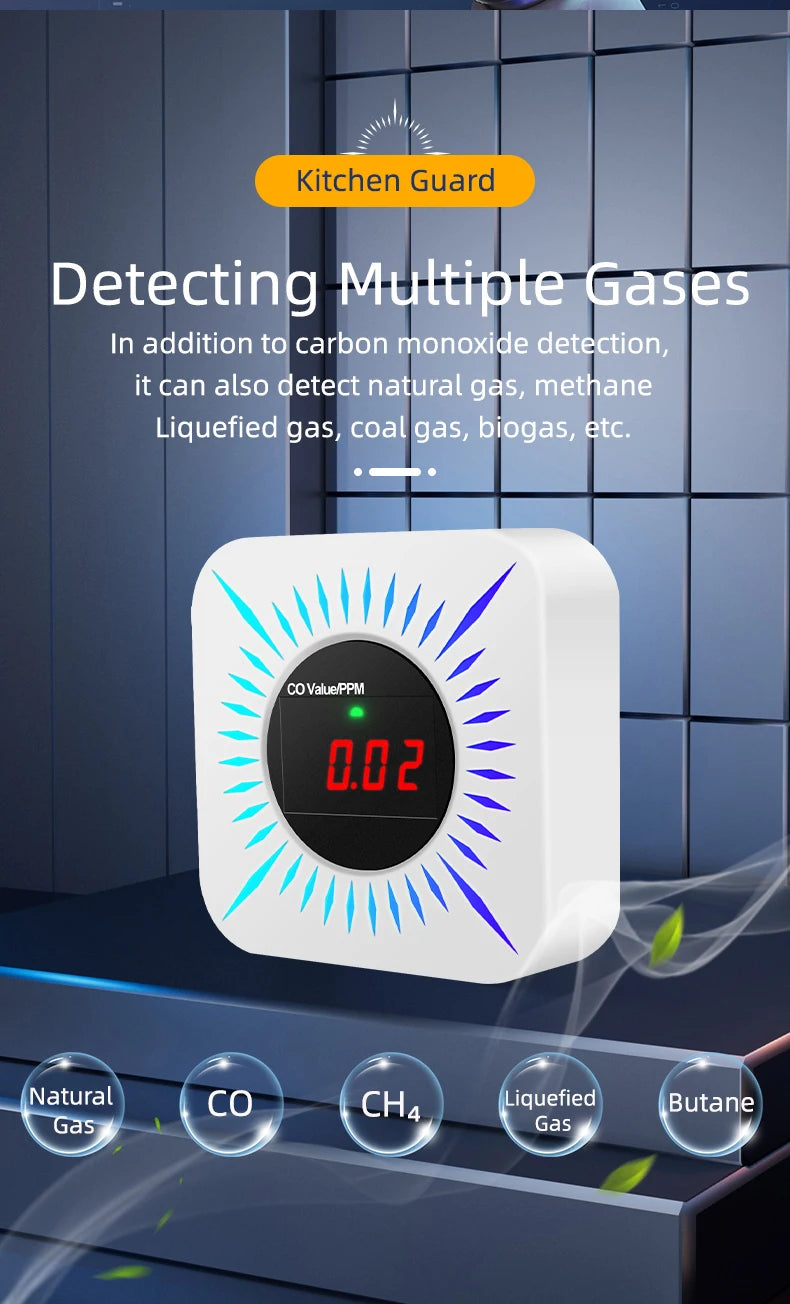 WIFI Zigbee Tuya gas&carbon monoxide detector Smart Life Natural Gas Alarm Sensor LED Display