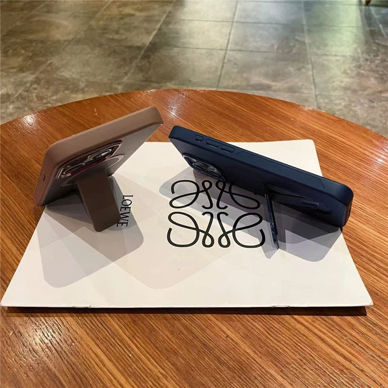 Luxury Color Matte Magsafe Magnetic Holder Stand Phone Case for Iphone 11 12 13 14 16 Pro Max Bumper Protector on 15 plus Cover