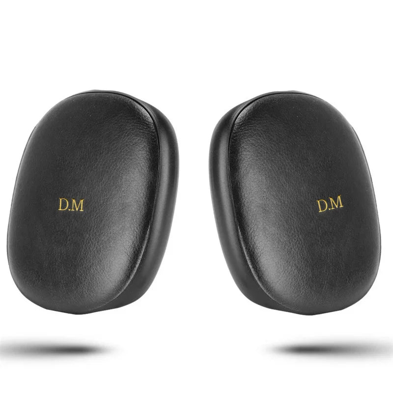 2Pcs/Set Luxury Soft Leather Cover For Airpods Max Personalized Gold Name Letters Customized Headphones Case Sleeve Protector