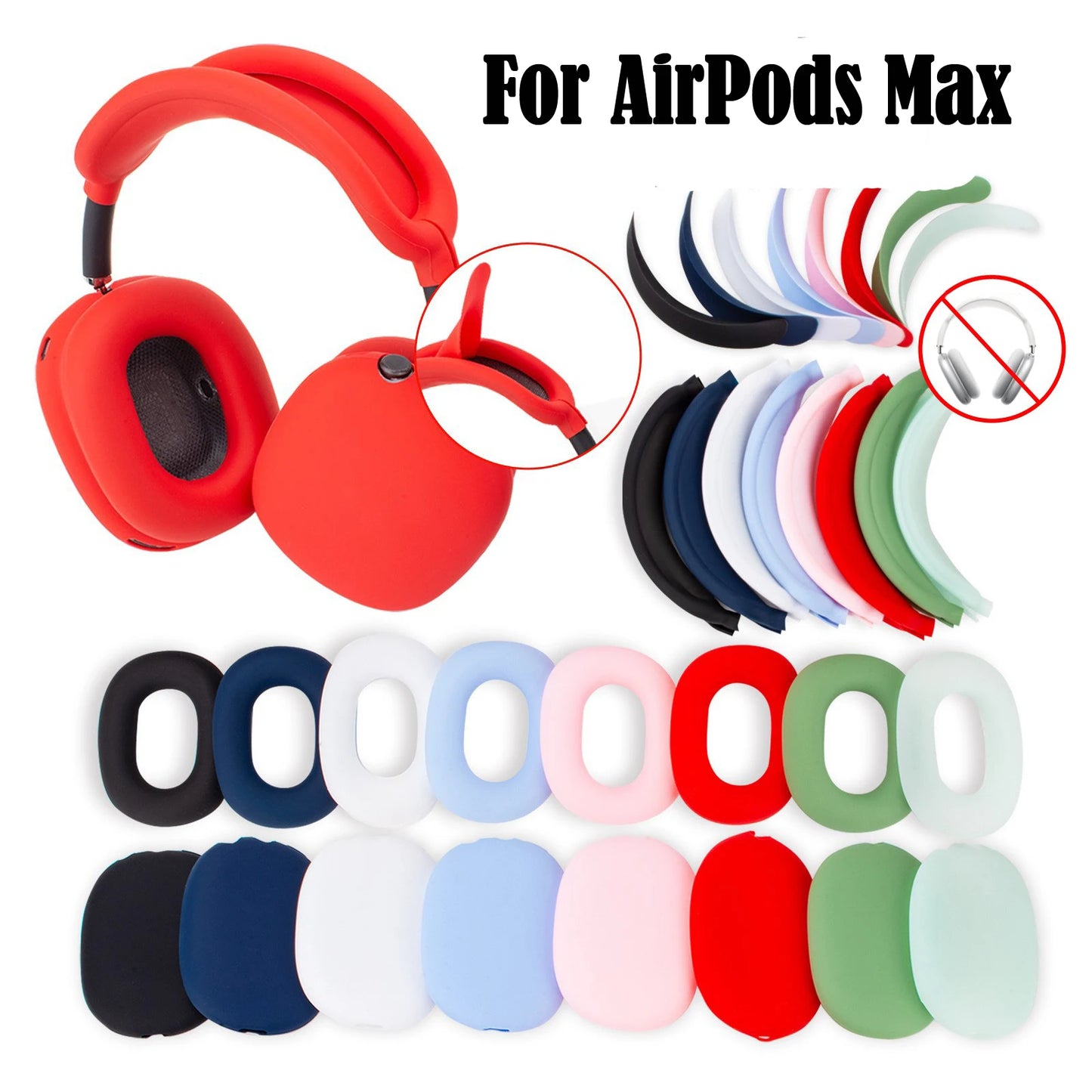 Soft Anti-Shockproof Headband Cover For AirPods Max Silicone Headphones Protective Case Replacement Cover Earphone Accessories