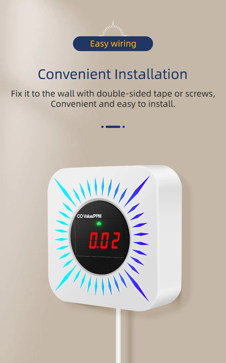 WIFI Zigbee Tuya gas&carbon monoxide detector Smart Life Natural Gas Alarm Sensor LED Display