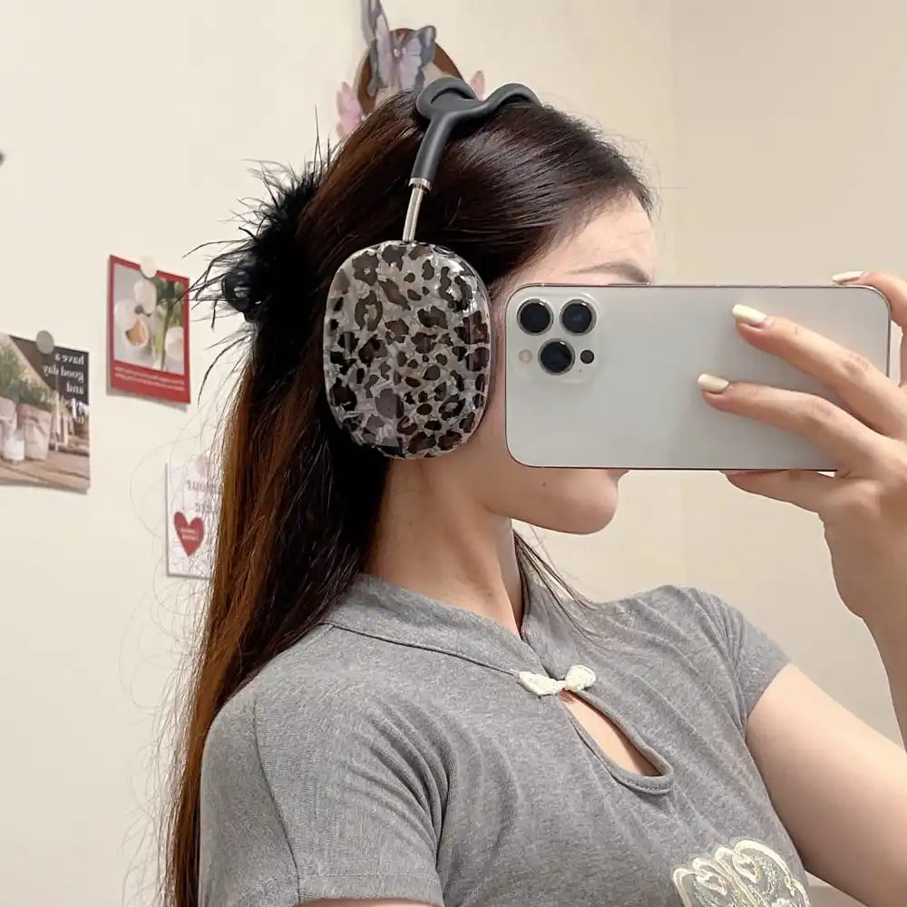 Ins Fashion Leopard Print Earphone Protective Case for AirPods MAX Hot Sale Soft Lovely Anti-fall Protect Cover