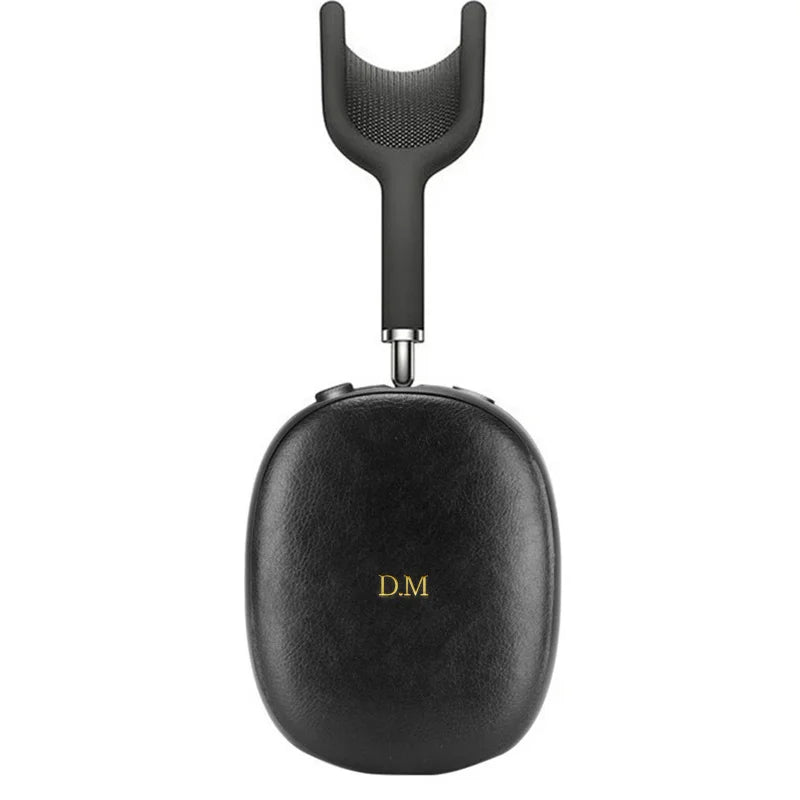 2Pcs/Set Luxury Soft Leather Cover For Airpods Max Personalized Gold Name Letters Customized Headphones Case Sleeve Protector