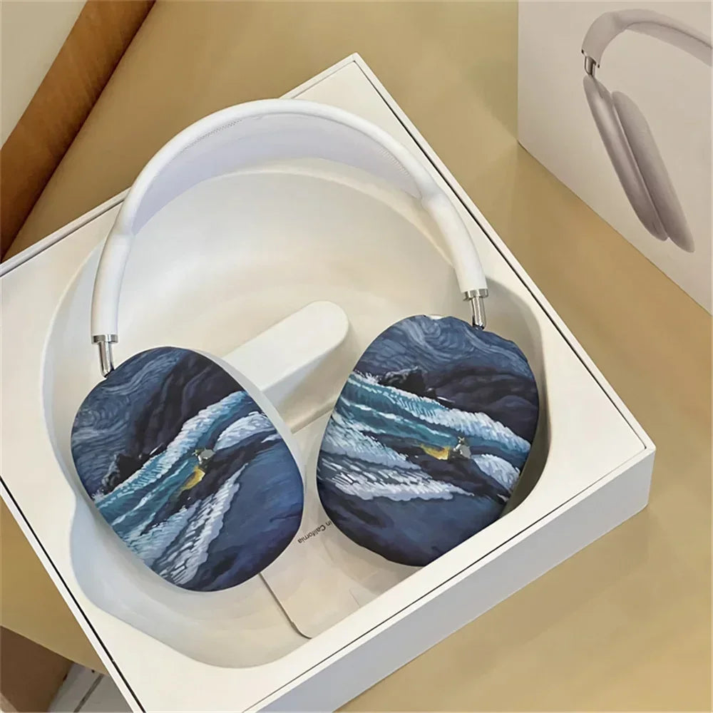 Art Painting Case for Apple Airpods Max For Headphone Airpods Max Protect Anti fall Case Wave The Starry Night Design Fashion