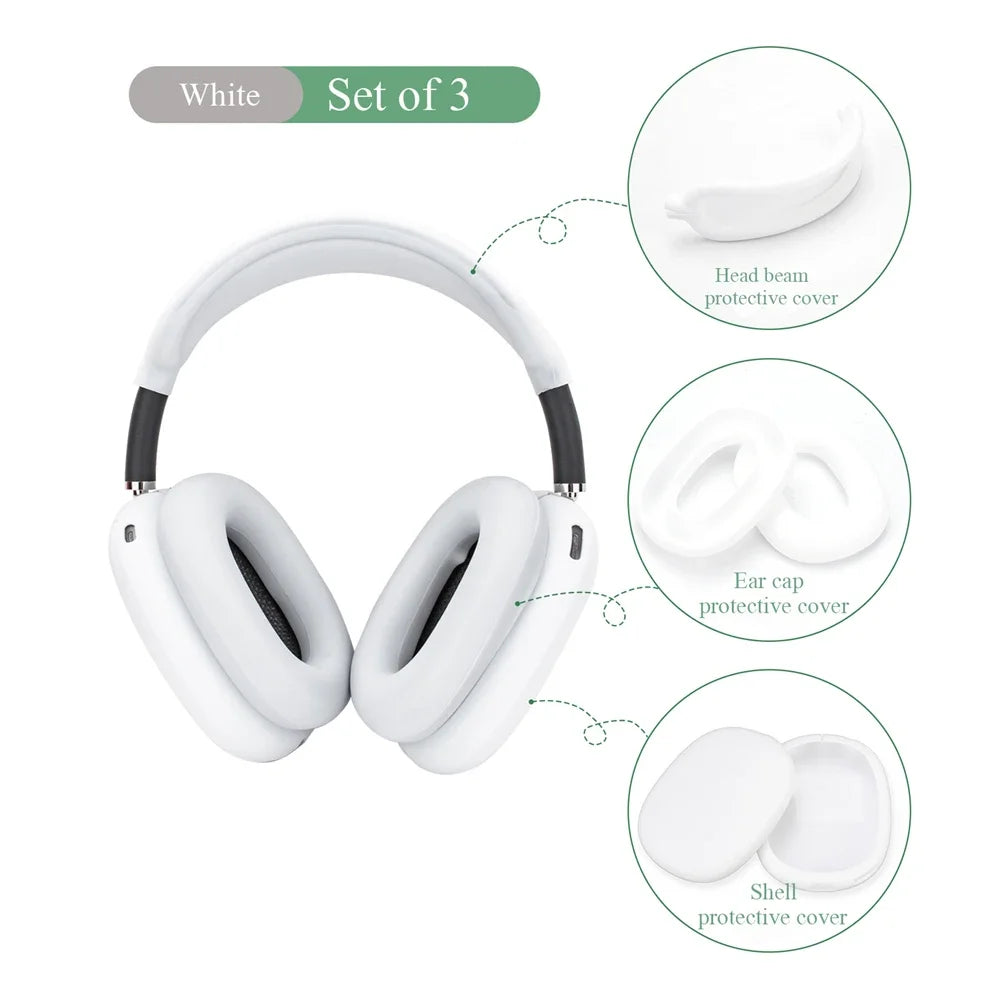 Soft Silicone 5pcs/set Bluetooth Earphone Case For Airpods Max Headset Earshield Protetive Cover For Apple Airpods Max Funda