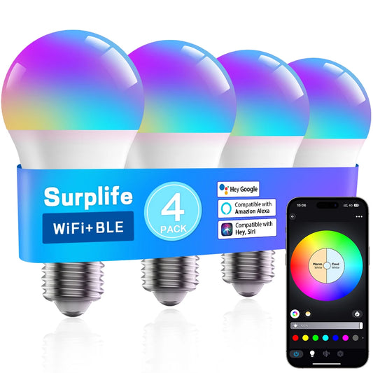 Smart Light Bulb 10W 220V WiFi E27 LED RGB Lamp Compatible With Alexa Google Assistant Siri Voice Control RGB+CCT Dimmable Timer