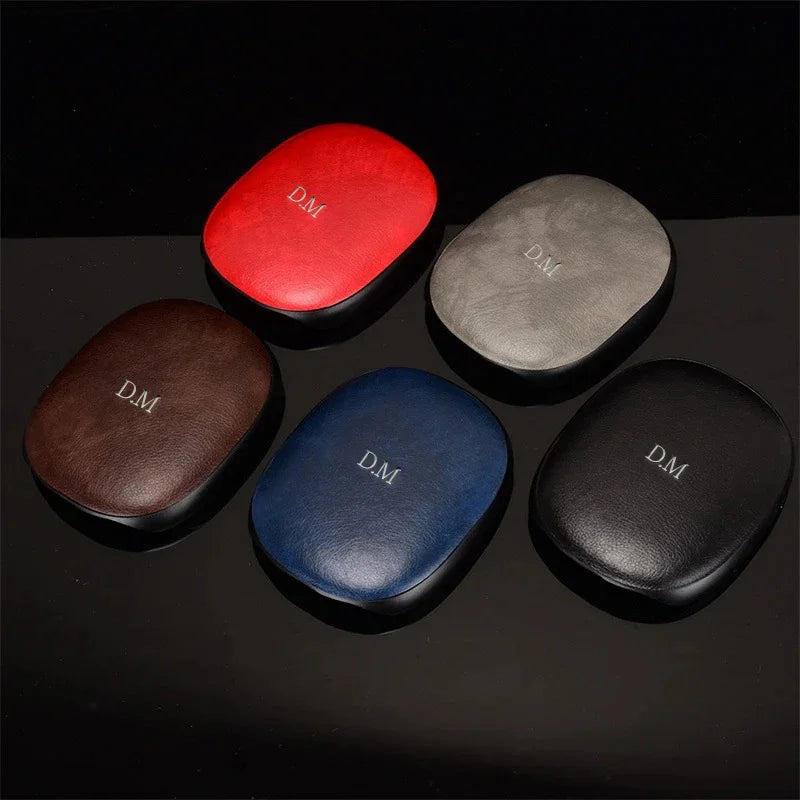 2Pcs/Set Luxury Soft Leather Cover For Airpods Max Customized Silver Name Letters Headphones Case Sleeve Protector