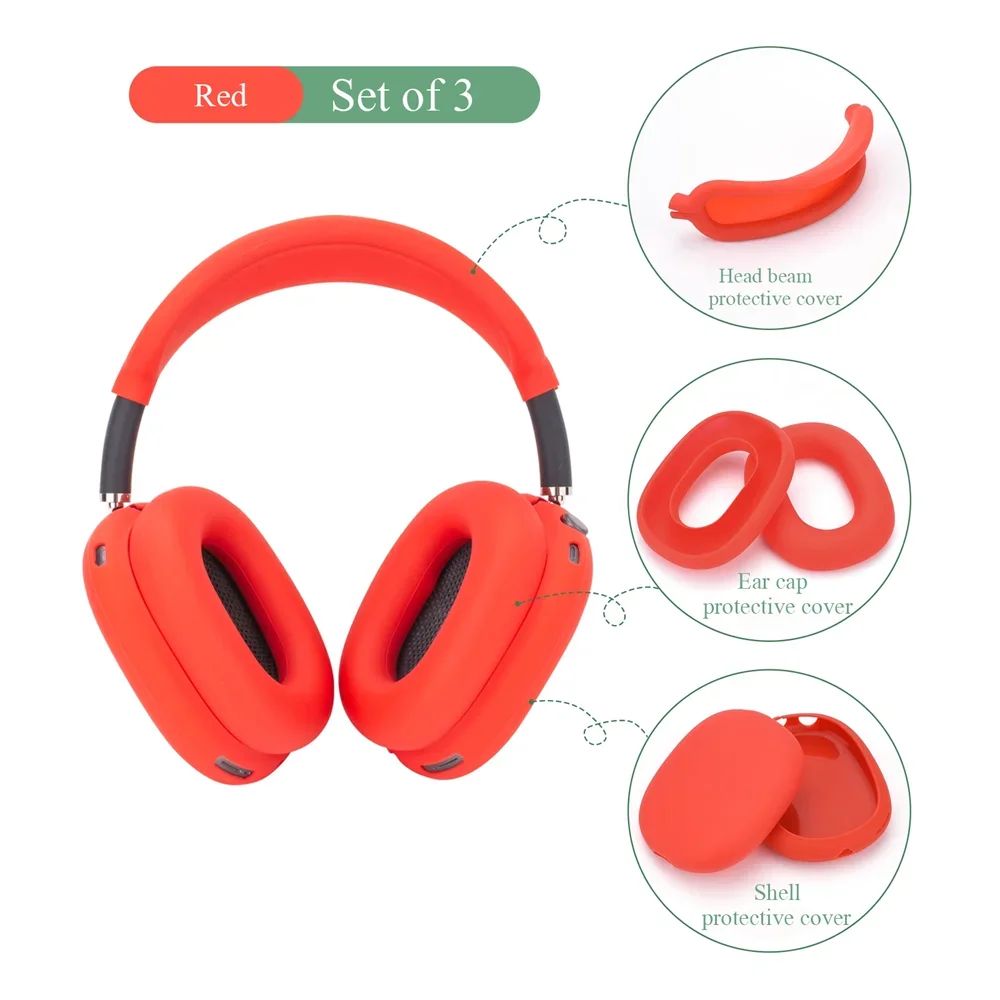 Soft Silicone 5pcs/set Bluetooth Earphone Case For Airpods Max Headset Earshield Protetive Cover For Apple Airpods Max Funda