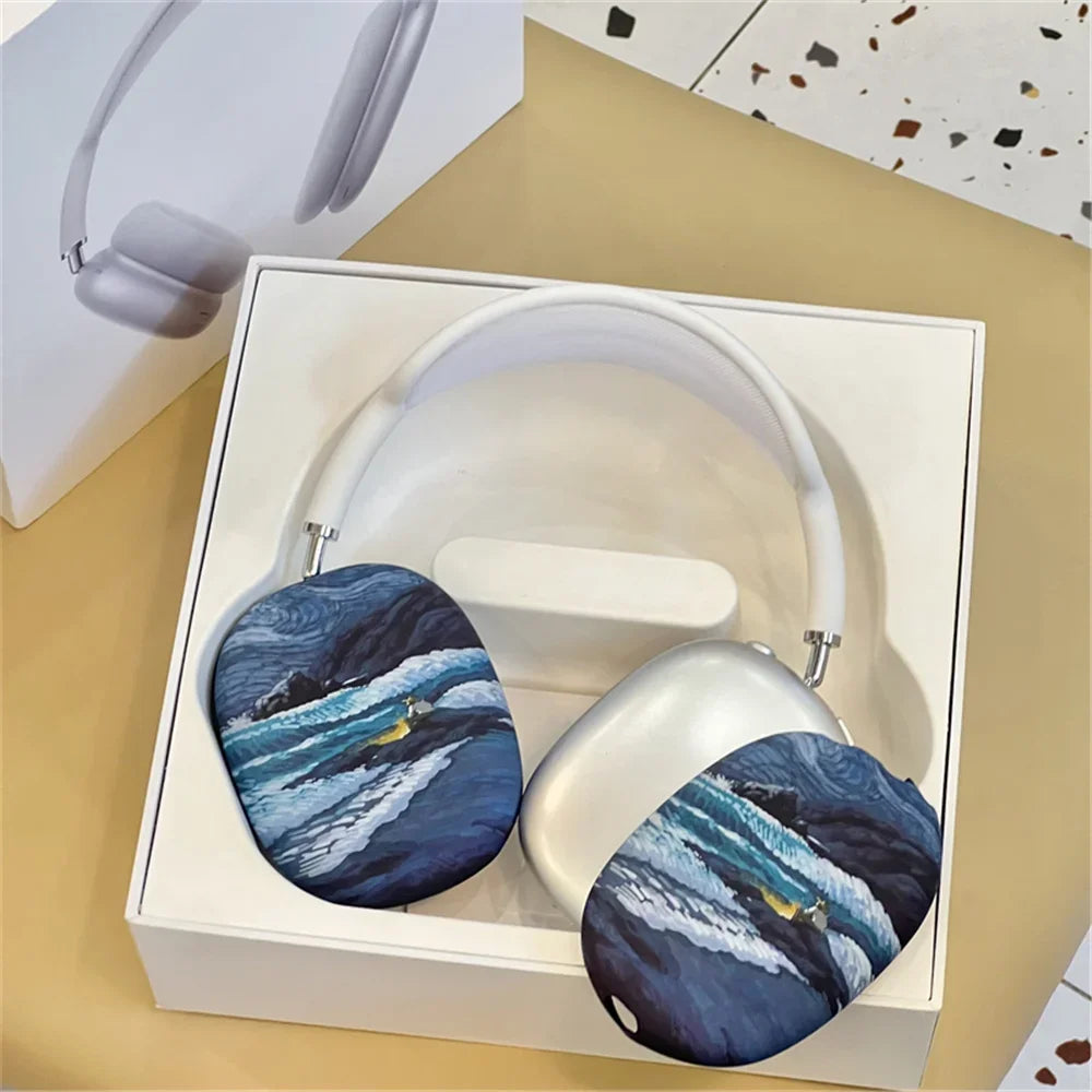 Art Painting Case for Apple Airpods Max For Headphone Airpods Max Protect Anti fall Case Wave The Starry Night Design Fashion