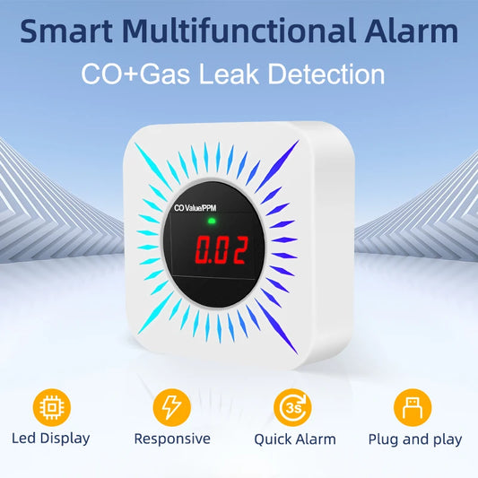 WIFI Zigbee Tuya gas&carbon monoxide detector Smart Life Natural Gas Alarm Sensor LED Display