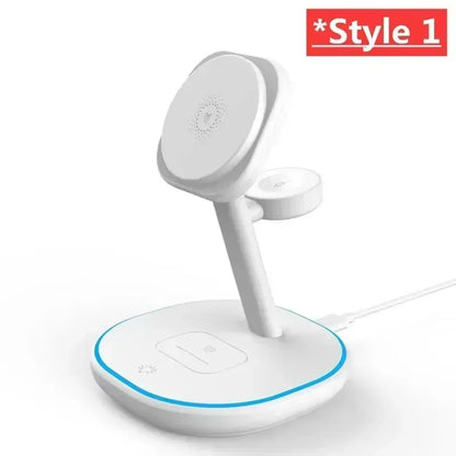 3 in 1 Magnetic Wireless Charger Stand Desk Phone Holder for Magsafe Iphone 16 15 14 13 Iwatch 1-9 Airpods Fast Charging Station