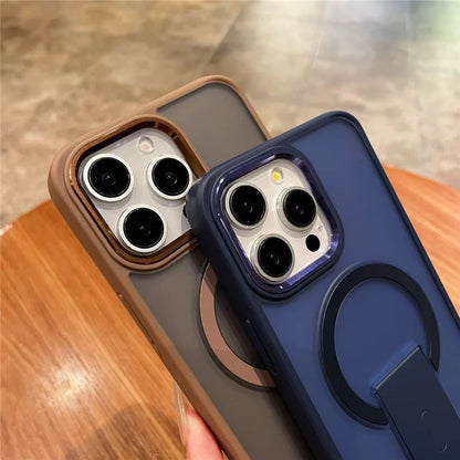 Luxury Color Matte Magsafe Magnetic Holder Stand Phone Case for Iphone 11 12 13 14 16 Pro Max Bumper Protector on 15 plus Cover