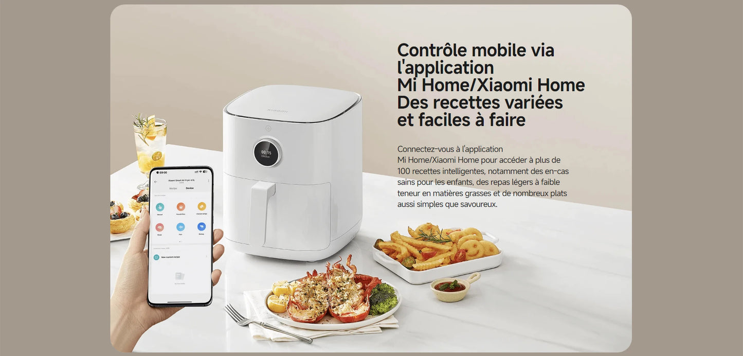 [Officiel] Xiaomi Smart Air Fryer 4.5 Liter | Chauffage par convection à 360°，Large plage de températures de 40 à 200 °C