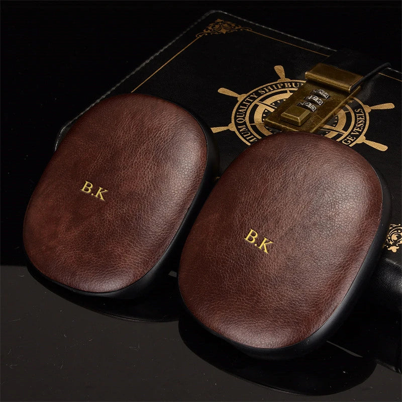 cuir souple de luxe pour Airpods Max, étui pour casque personnalisé, protecteur de manchon, texte de lettres de nom personnalisé, 2 pièces par ensemble