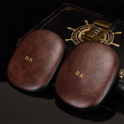 cuir souple de luxe pour Airpods Max, étui pour casque personnalisé, protecteur de manchon, texte de lettres de nom personnalisé, 2 pièces par ensemble