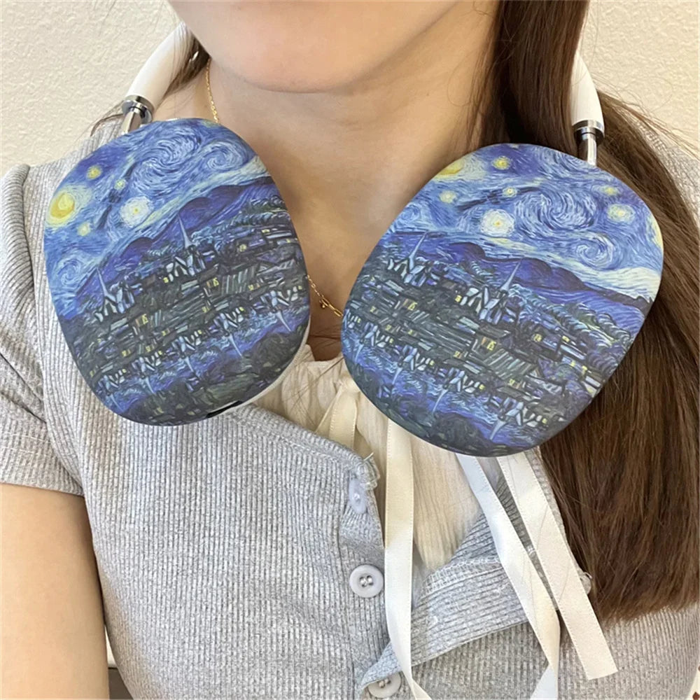 Art Painting Case for Apple Airpods Max For Headphone Airpods Max Protect Anti fall Case Wave The Starry Night Design Fashion