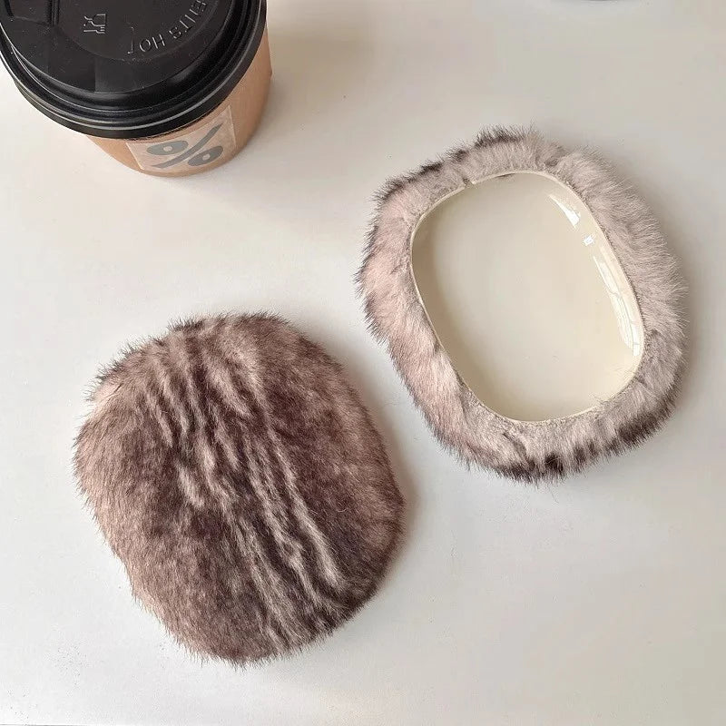 Fashion Autumn Winter Cute Plush Hairy For Airpods Max Earphone Case Soft Headphone Kawaii Fashion Accessories Protective Cover