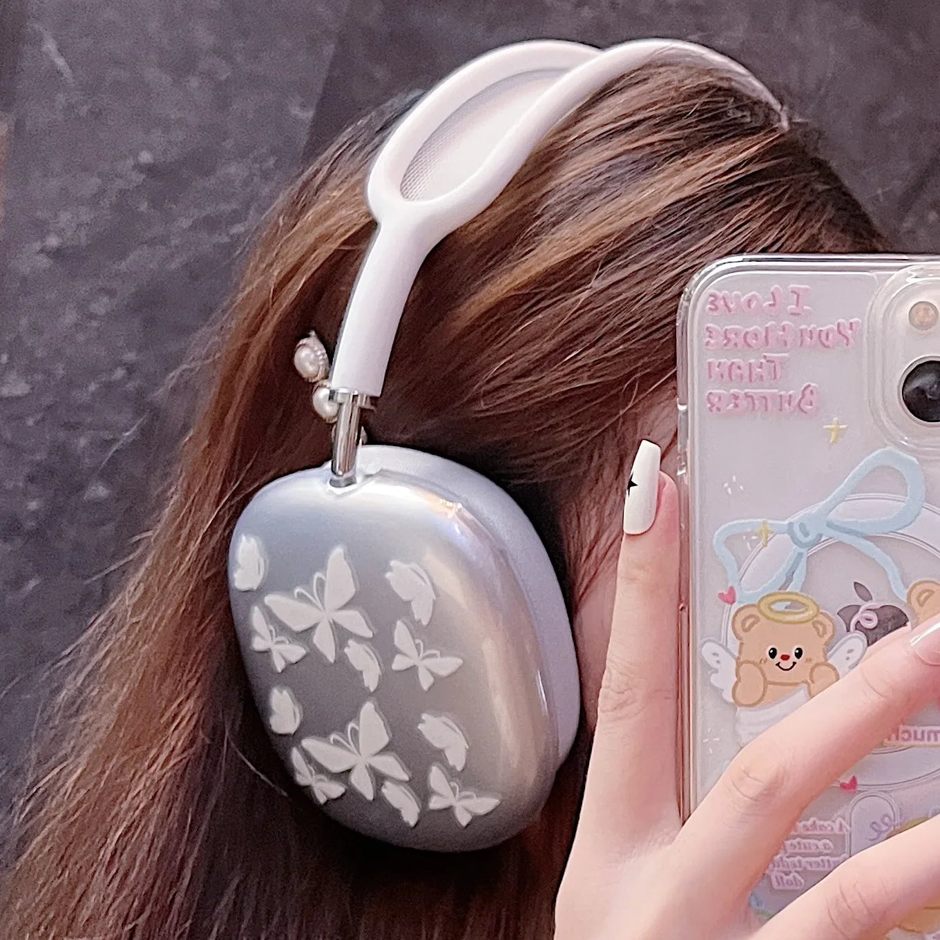 For AirPods Max Cute pattern Transparent Case Soft Silicone TPU Shockproof Cover Sleeve Protective Cases Headphone Accessories