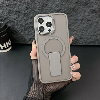 Luxury Color Matte Magsafe Magnetic Holder Stand Phone Case for Iphone 11 12 13 14 16 Pro Max Bumper Protector on 15 plus Cover