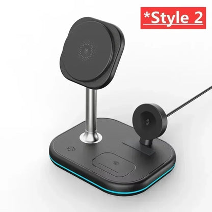 3 in 1 Magnetic Wireless Charger Stand Desk Phone Holder for Magsafe Iphone 16 15 14 13 Iwatch 1-9 Airpods Fast Charging Station