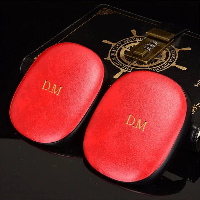 2Pcs/Set Luxury Soft Leather Cover For Airpods Max Customized Silver Name Letters Headphones Case Sleeve Protector