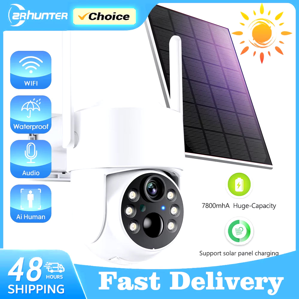 Wifi PTZ Camera Outdoor Wireless Solar IP Camera 4MP HD Built-In Battery Video Surveillance Camera Long Time Standby Icsee APP